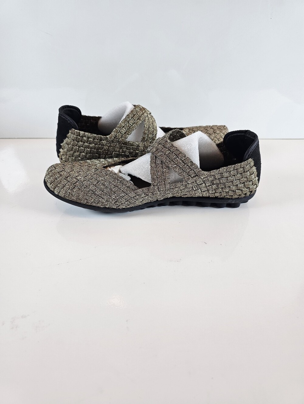 Bernie Mev Woven Metallic Bronze Comfort Flats Women's EU 40 US 9 NWOB - Picture 5 of 8